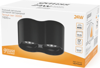 Светильник Gauss Overhead HD033 потолоч. 24Вт 3000K цв.св.:белый теплый черный - купить недорого с доставкой в интернет-магазине