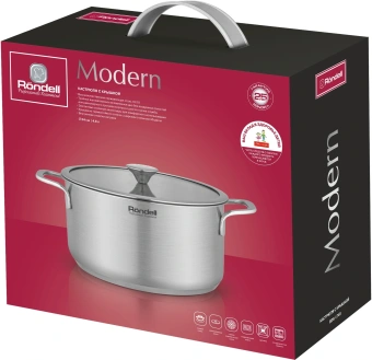 Кастрюля Rondell Modern RDS-1748 4.8л. d=24см (с крышкой) стальной - купить недорого с доставкой в интернет-магазине