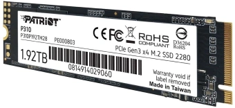 Накопитель SSD Patriot PCIe 3.0 x4 1920GB P310P192TM28 P310 M.2 2280 - цена, купить или заказать с доставкой в интернет-магазине Накопитель SSD Patriot PCIe 3.0 x4 1920GB P310P192TM28 P310 M.2 2280 - купить недорого с доставкой в интернет-магазине