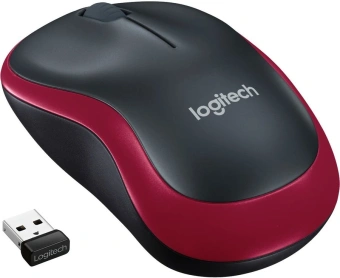 Мышь Logitech M185 черный/красный оптическая 1000dpi беспров. USB для ноутбука 2but (910-002633) - купить недорого с доставкой в интернет-магазине