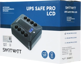 Источник бесперебойного питания Smartwatt Safe Pro LCD 360Вт 600ВА черный - купить недорого с доставкой в интернет-магазине