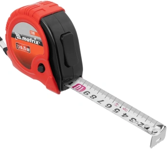 Рулетка строительная Matrix Rubber дл.полотна 7.5м изм.шкала в см зацеп простой красный/черный (31001) - купить недорого с доставкой в интернет-магазине