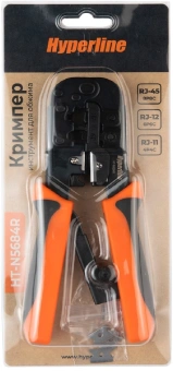 Инструмент обжимной Hyperline HT-N5684R для RJ-45/RJ-12/RJ-11 (упак:1шт) синий/оранжевый - купить недорого с доставкой в интернет-магазине