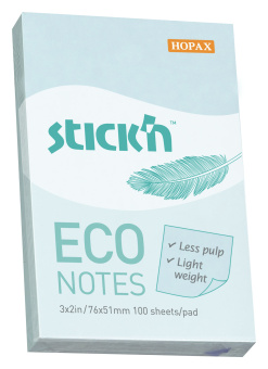 Блок самоклеящийся бумажный Stick`n ECO 21743 51x76мм 100лист. 60г/м2 пастель голубой - купить недорого с доставкой в интернет-магазине