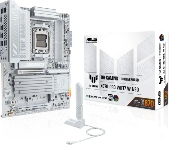 Материнская плата Asus TUF GAMING X870-PRO WIFI7 W NEO Socket AM5 AMD X870 4xDDR5 ATX AC`97 8ch(7.1) 5Gigabit RAID+HDMI - купить недорого с доставкой в интернет-магазине