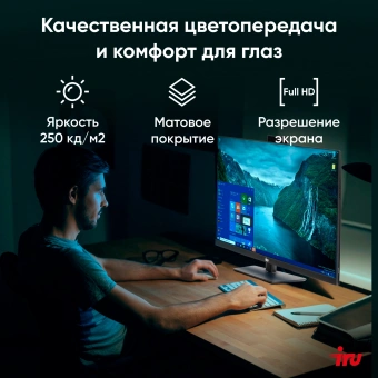 Моноблок IRU 23ID 23.8" Full HD i7 1255U (1.7) 16Gb SSD512Gb CR Windows 11 Professional GbitEth WiFi BT 120W Cam черный 1920x1080 - купить недорого с доставкой в интернет-магазине