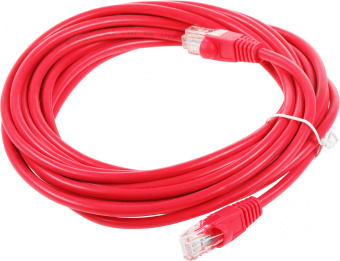 Патч-корд cat.5E molded 5м красный RJ-45 (m)-RJ-45 (m) - купить недорого с доставкой в интернет-магазине
