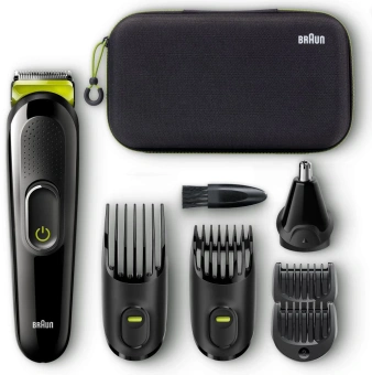 Триммер Braun 3 MGK3921TS черный/зеленый (насадок в компл:5шт) - купить недорого с доставкой в интернет-магазине