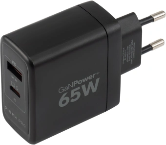 Сетевое зар./устр. Digma Pro DPW6A 65W 3.25A+3A (PD+QC) USB-C/USB-A универсальное черный (DPW6A5GX11BK) - купить недорого с доставкой в интернет-магазине