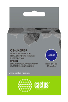 Картридж ленточный Cactus CS-LK5RBP LK-5RBP черный на красном 18x9 для Epson LW400/LW700/LW600P/LW1000P/K400/Z700/Z900 - купить недорого с доставкой в интернет-магазине