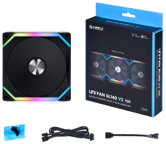 Вентилятор для корпуса Lian-Li Uni Fan SL140 V2 ARGB 140х140x28 черный 4-pin 29дБ (G99.14SLV21B.00) Ret - купить недорого с доставкой в интернет-магазине