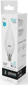 Лампа светодиодная Gauss Elementary 6Вт цок.:E14 свеча 220B 4100K св.свеч.бел.нейт. (упак.:10шт) (34126) - купить недорого с доставкой в интернет-магазине