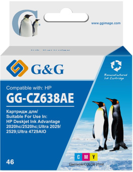 Картридж струйный G&G GG-CZ638AE 46 многоцветный (21мл) для HP DJ Adv 2020hc/2520hc - купить недорого с доставкой в интернет-магазине