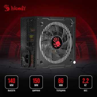 Блок питания Bloody ATX 750W BD-PS750G 80+ gold (20+4pin) APFC 120mm fan color LED 6xSATA Cab Manag RTL - купить недорого с доставкой в интернет-магазине
