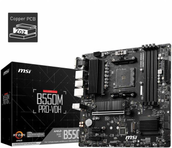 Материнская плата MSI B550M PRO-VDH Soc-AM4 AMD B550 4xDDR4 mATX AC`97 8ch(7.1) GbLAN RAID+VGA+HDMI+DP - купить недорого с доставкой в интернет-магазине