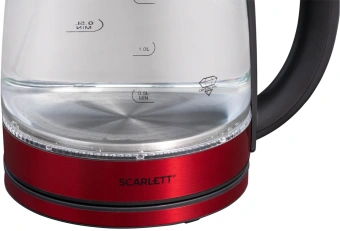 Чайник электрический Scarlett SC-EK27G65 1.8л. 1800Вт красный/черный корпус: стекло/металл/пластик - купить недорого с доставкой в интернет-магазине