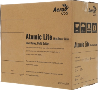 Корпус Aerocool Atomic Lite-G-BK-v2 черный без БП mATX 6x120mm 2x140mm 1xUSB2.0 2xUSB3.0 audio bott PSU - купить недорого с доставкой в интернет-магазине