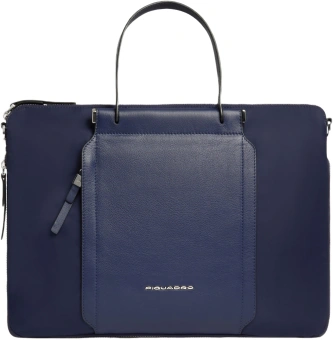 Деловая сумка женская Piquadro Lyra CA4021W92T/BLU с отделением для ноутбука 15.6" темно-синяя нейлон/натур.кожа - купить недорого с доставкой в интернет-магазине