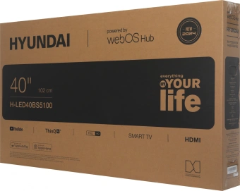 Телевизор LED Hyundai 40" H-LED40BS5100 WebOS Frameless Metal черный/серый FULL HD 60Hz DVB-T DVB-T2 DVB-C DVB-S DVB-S2 USB WiFi Smart TV - купить недорого с доставкой в интернет-магазине
