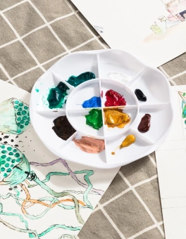 Палитра для смешивания красок Deli 68305 круглая D135мм - купить недорого с доставкой в интернет-магазине