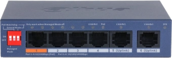 Коммутатор Dahua DH-CS4006-4ET2GT-60 4x100Мбит/с 2x1Гбит/с 2xКомбо(1000BASE-T/SFP) управляемый - купить недорого с доставкой в интернет-магазине