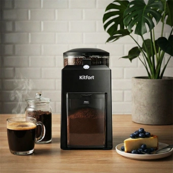 Кофемолка Kitfort КТ-7650 200Вт сист.помол.:жернова вместим.:85гр черный - купить недорого с доставкой в интернет-магазине