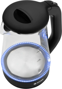 Чайник электрический Vitek VT-8803 1.7л. 2200Вт черный корпус: стекло - купить недорого с доставкой в интернет-магазине
