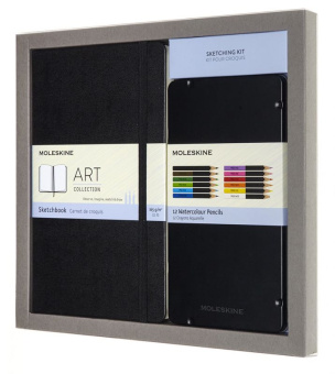 Набор Moleskine Art Collection Sketching блокнот для рисования/акварельные карандаши Large нелинованный черный - купить недорого с доставкой в интернет-магазине