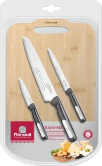 Набор ножей кухон. Rondell Bayoneta RD-1569 компл.:4предм. разд.дос. черный блистер - купить недорого с доставкой в интернет-магазине