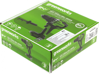 Дрель-шуруповерт Greenworks GD24DD90 аккум. патрон:быстрозажимной (3707507) - купить недорого с доставкой в интернет-магазине