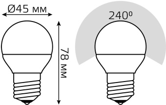 Лампа светодиодная Gauss Black 6.5Вт цок.:E27 шар 220B 3000K св.свеч.бел.теп. G45 (упак.:10шт) (105102107) - купить недорого с доставкой в интернет-магазине