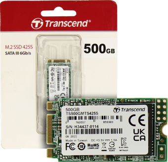 Накопитель SSD Transcend SATA III 500GB TS500GMTS425S 425S M.2 2242 0.3 DWPD - купить недорого с доставкой в интернет-магазине