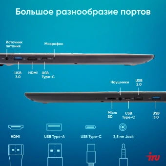 Ноутбук IRU Tactio 15ALG Core i5 12600H 16Gb SSD512Gb Intel Iris Xe graphics 15.6" IPS FHD (1920x1080) Windows 11 Pro 64 black WiFi BT Cam 4500mAh (2126372) - купить недорого с доставкой в интернет-магазине
