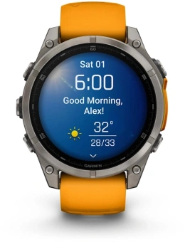 Смарт-часы Garmin Fenix 8 47мм 1.4" AMOLED корп.серый рем.оранжевый разм.брасл.:125-208мм (010-02904-11) - купить недорого с доставкой в интернет-магазине