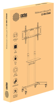 Стойка для телевизора Cactus CS-ST04H черный 37"-70" макс.45кг напольный мобильный - купить недорого с доставкой в интернет-магазине