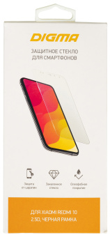 Защитное стекло для экрана Digma 2.5D черный для Xiaomi Redmi 10 2.5D 1шт. (DGG2XR10AA) - купить недорого с доставкой в интернет-магазине
