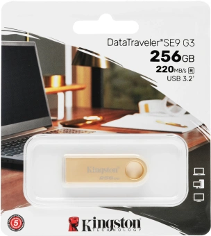 Флеш Диск Kingston 256GB DataTraveler SE9 DTSE9G3/256GB USB3.0 золотистый - купить недорого с доставкой в интернет-магазине