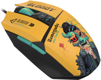 Мышь A4Tech Bloody W63 Max Renegade желтый/рисунок оптическая (12000dpi) USB - купить недорого с доставкой в интернет-магазине