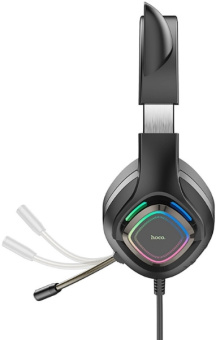Наушники с микрофоном Hoco W107 Cute cat черный 2м мониторные USB оголовье (W107) - купить недорого с доставкой в интернет-магазине