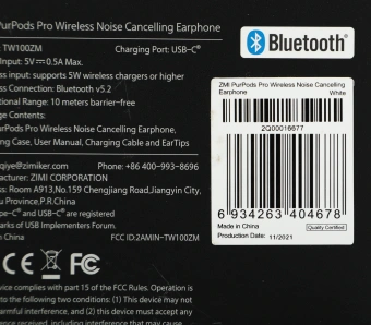 Гарнитура внутриканальные ZMI PurPods Pro TW100ZM белый беспроводные bluetooth в ушной раковине - купить недорого с доставкой в интернет-магазине