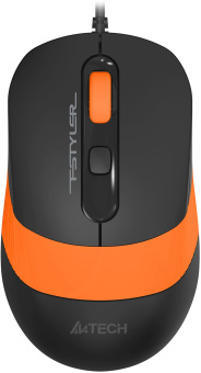 Мышь A4Tech Fstyler FM10S черный/оранжевый оптическая 1600dpi silent USB 3but (FM10S USB ORANGE) - купить недорого с доставкой в интернет-магазине