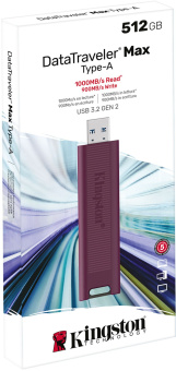 Флеш Диск Kingston 512GB DataTraveler Max DTMAXA/512GB USB3.2 черный/бордовый - купить недорого с доставкой в интернет-магазине