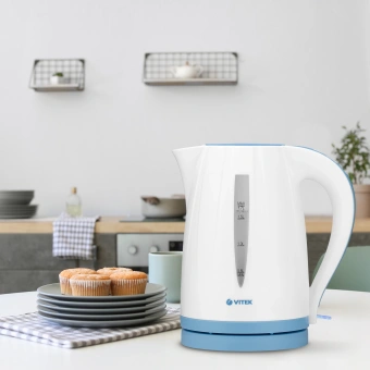 Чайник электрический Vitek VT-7031 1.7л. 2200Вт белый корпус: пластик - купить недорого с доставкой в интернет-магазине