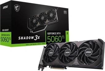 Видеокарта MSI PCI-E 5.0 RTX 5060 Ti 8G SHADOW 3X OC CLASSIC NVIDIA GeForce RTX 5060TI 8Gb 128bit GDDR7 2602/28000 HDMIx1 DPx3 HDCP Ret - купить недорого с доставкой в интернет-магазине