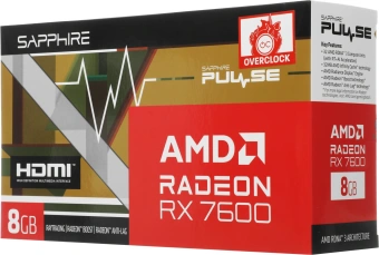 Видеокарта Sapphire PCI-E 4.0 11324-01-20G PULSE RX 7600 GAMING AMD Radeon RX 7600 8Gb 128bit GDDR6 2355/17500 HDMIx1 DPx3 HDCP Ret - купить недорого с доставкой в интернет-магазине