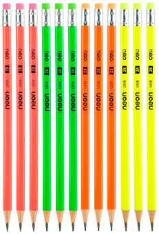Карандаш ч/г Deli Neon EU51800 2B трехгран. тополь карт.кор. (12шт) ластик - купить недорого с доставкой в интернет-магазине