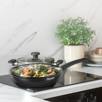 Сковорода Rondell Mustang RDA-598 круглая 26см покрытие: Xylan Plus ручка несъемная (без крышки) черный - купить недорого с доставкой в интернет-магазине