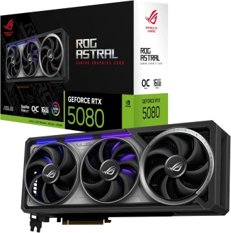 Видеокарта Asus PCI-E 5.0 ROG-ASTRAL-RTX5080-O16G-GAMING NVIDIA GeForce RTX 5080 16Gb 256bit GDDR7 2760/30000 HDMIx2 DPx3 HDCP Ret - купить недорого с доставкой в интернет-магазине