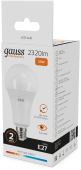 Лампа светодиодная Gauss Elementary A67 30Вт цок.:E27 груша 220B св.свеч.бел.теп. А67 (упак.:10шт) (73219) - купить недорого с доставкой в интернет-магазине