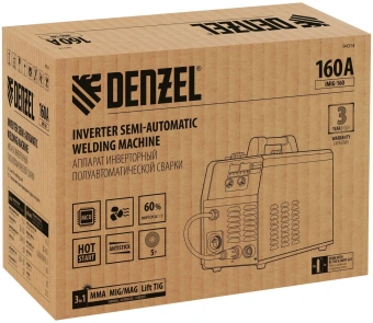 Сварочный полуавтомат Denzel IMIG-160 Synergy инвертор ММА/TIG MIG/MAG 4.5кВт - купить недорого с доставкой в интернет-магазине
